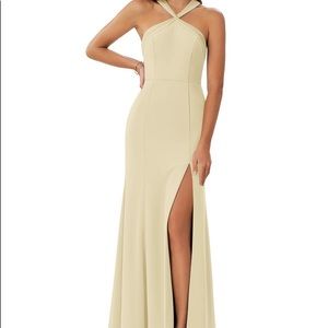 Azazie rue bridesmaids dress in champagne